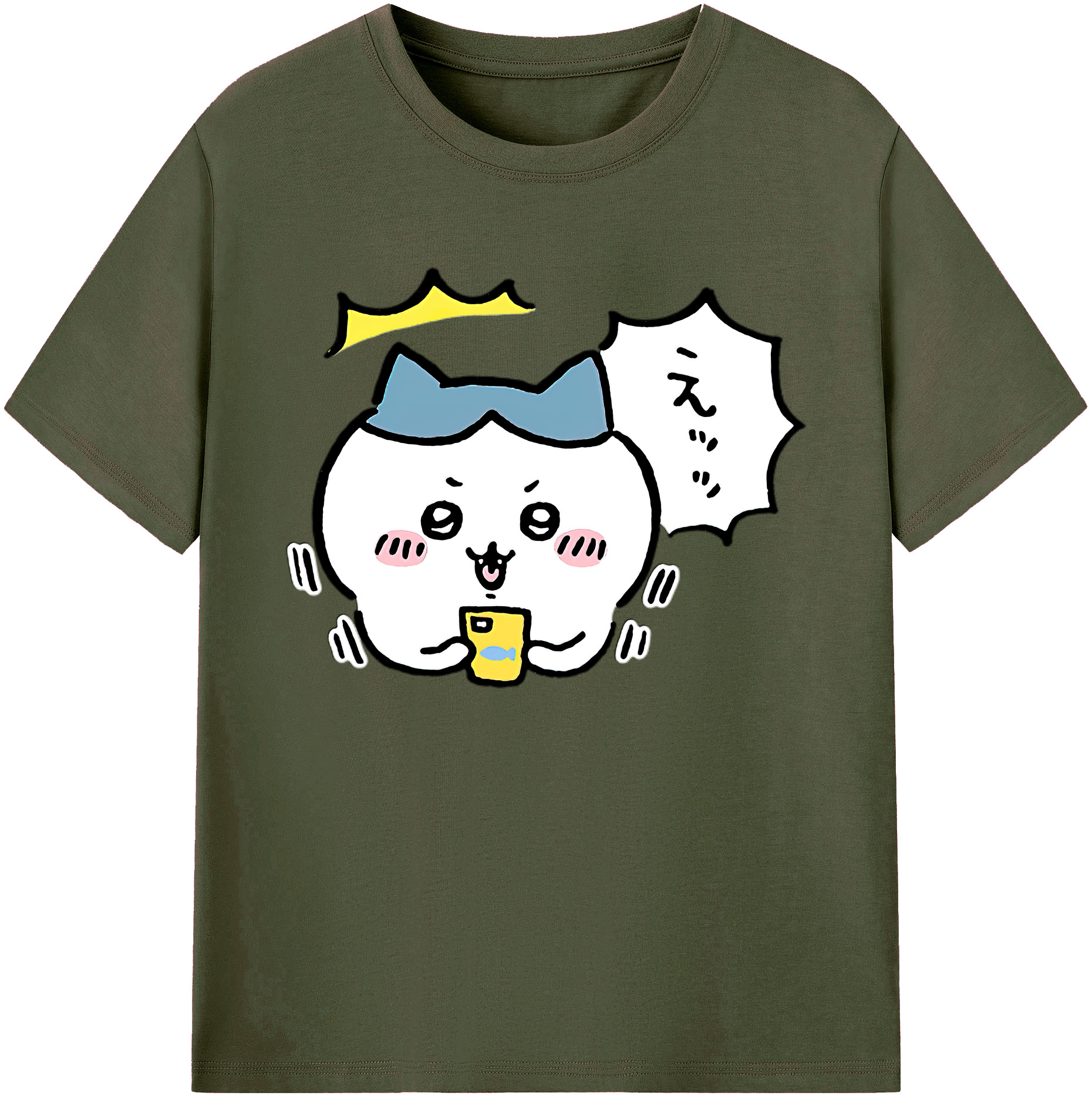 （画像用） ちいかわ ハチワレ Chii-kawa hachiware 綿100％ メンズ半袖Tシャツ｜肌触りやわらか＆通気性